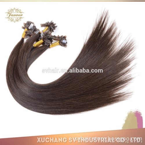 high quality human hair U,I,V,Flat tip Russian virgin remy hair fusion prebonded flat tip hair extensions